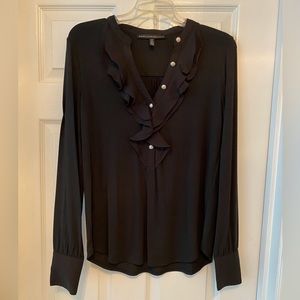 NWOT White House Black Market blouse w/ruffle detail and silver buttons